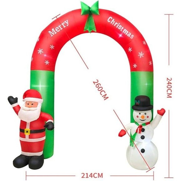 Christmas Inflatable Decoration Premium Archway Santa Claus and Snowman - Picture 2 of 3